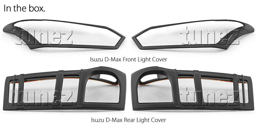 Matt Black Front Tail Rear Light Head Lamp Cover Isuzu D-Max DMax RT85 2017 2018
