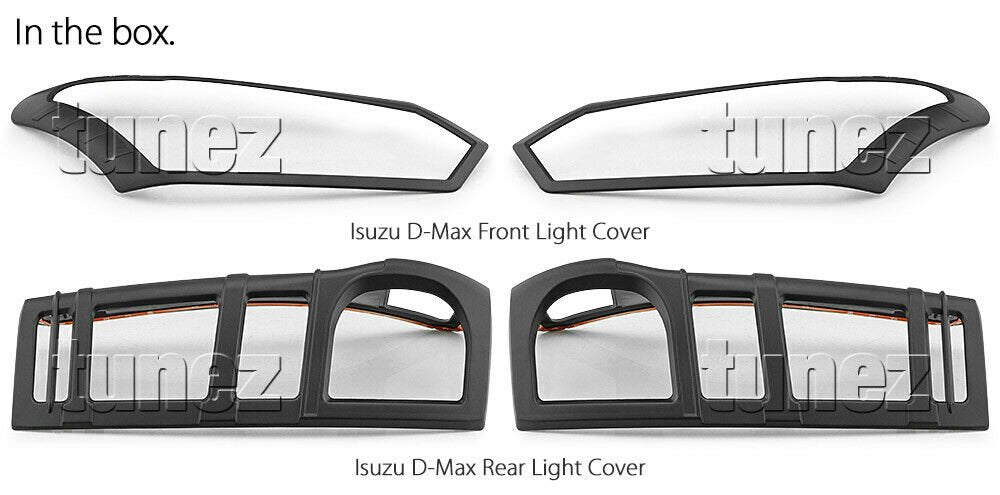 Matt Black Front Tail Rear Light Head Lamp Cover Isuzu D-Max DMax RT85 2017 2018