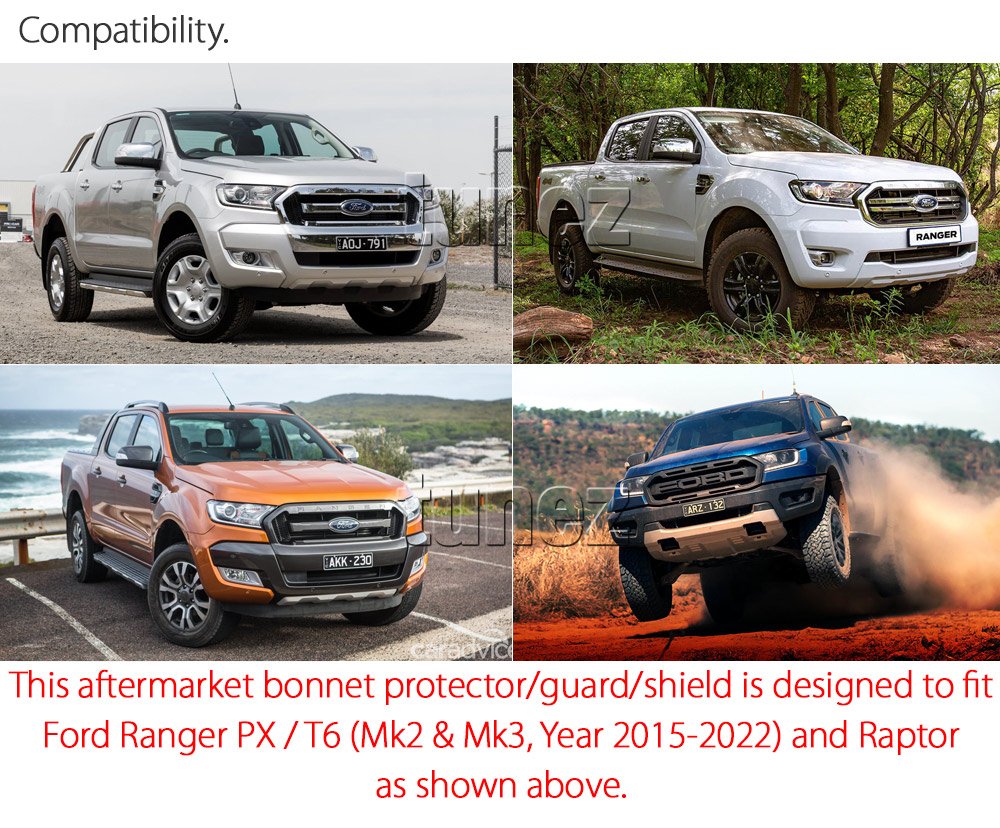 ABS Bonnet Protector Guard Shield For Ford Ranger T6 PX 2015-2021 XLT Wildtrak