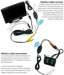 7" Screen Wireless Monitor 12V 24V Reversing Car CCD Camera Caravan Parking