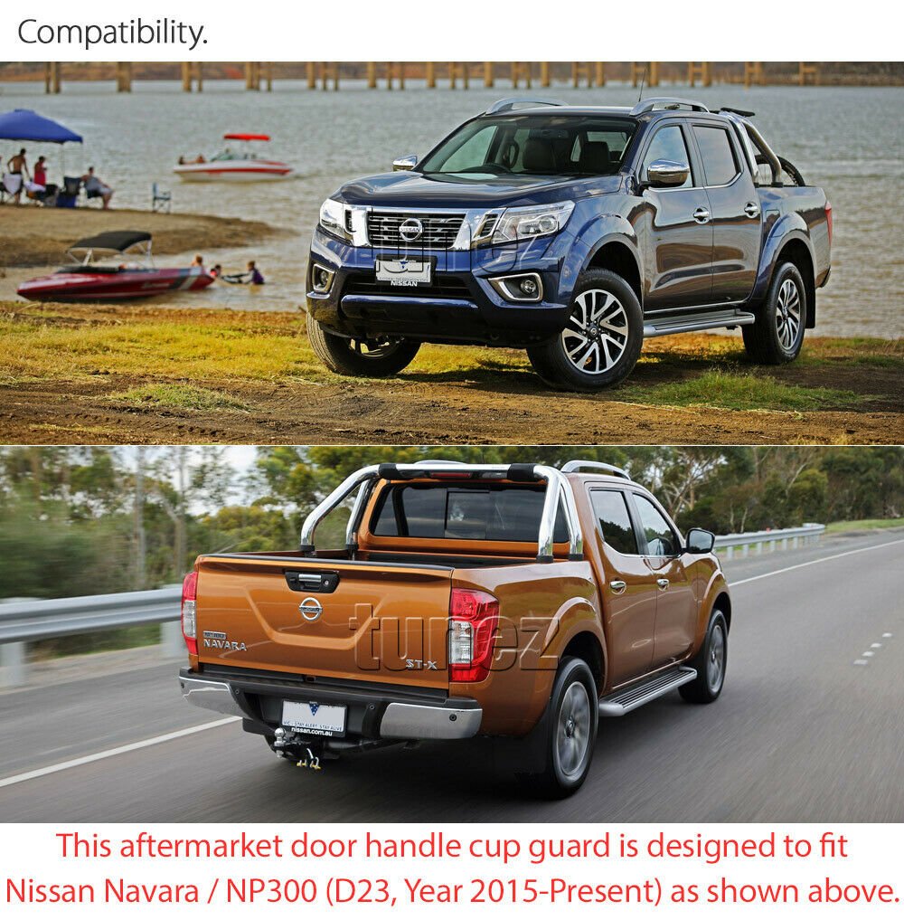 4x Door Handle Cup Guard Cover Matt Black For Nissan Navara NP300 D23