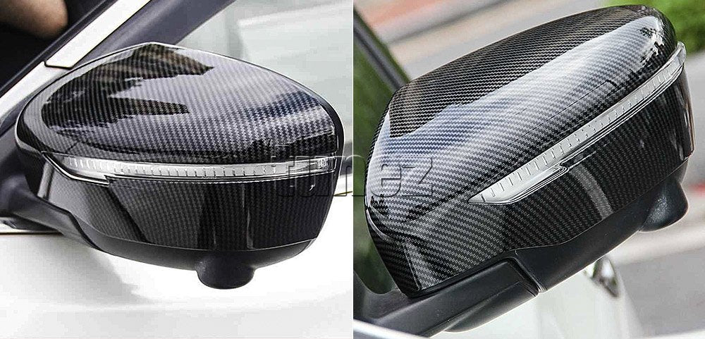 Glossy Carbon Fiber Print Side Mirror Cover For Nissan Navara NP300 D23 STX ST