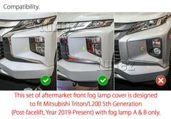 Matte Black Front Fog Light Lamp Cover Mitsubishi Triton MR 2019 2020 GSR GLS