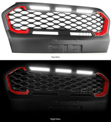 LED Matt Black Grille For Ford Ranger Wildtrak MK3 T6 PX Matte Grill Front Mesh