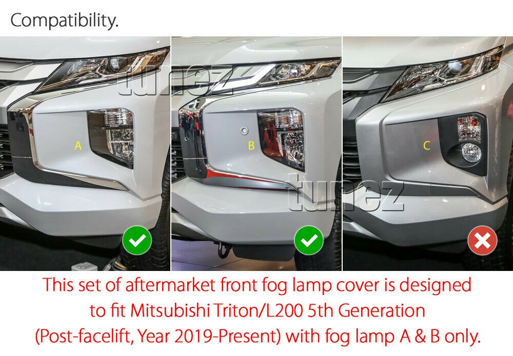 Black Front Fog Light Lamp Cover For Mitsubishi Triton MR 2019 2020 2021 2022