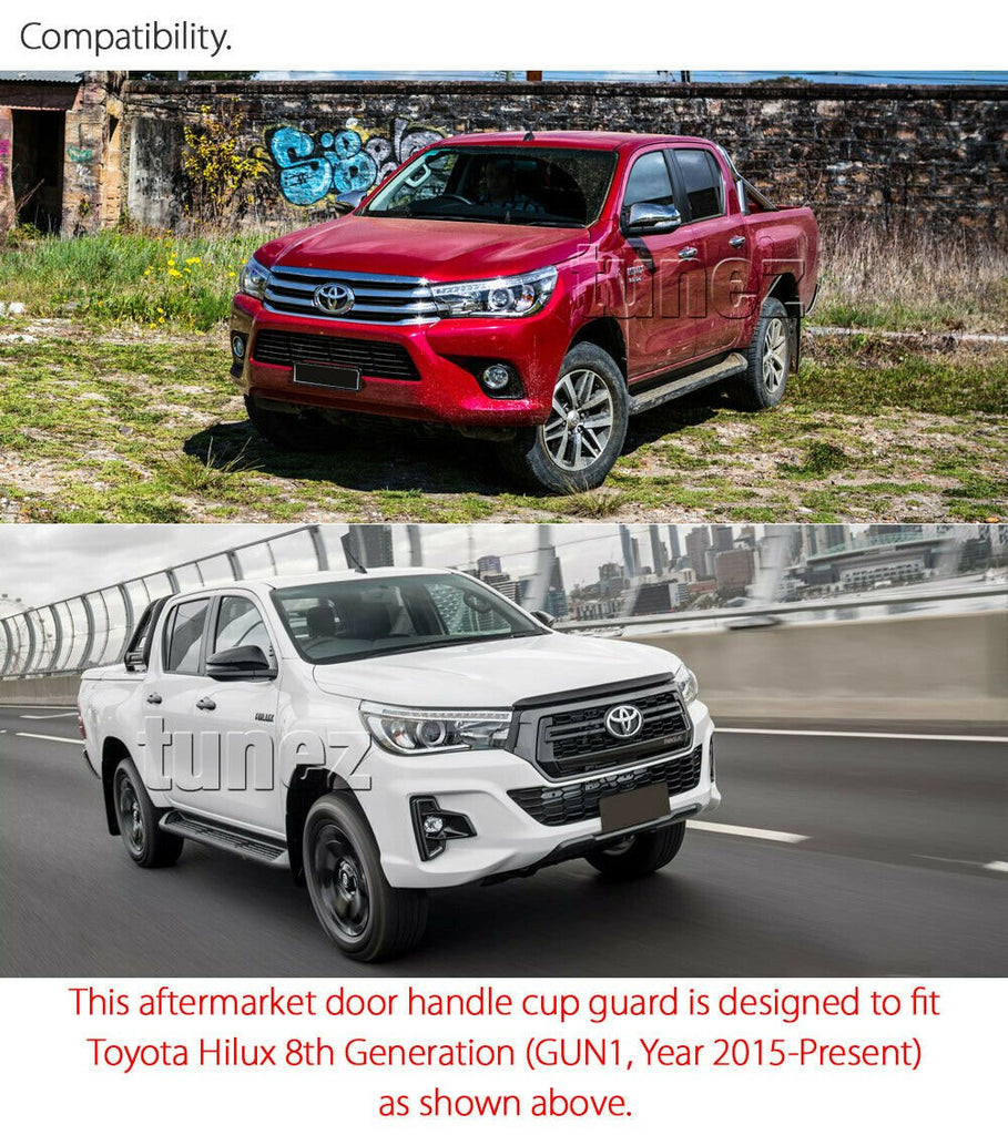 4x Door Handle Cup Guard Cover Matt Black For Toyota Hilux 2017 2018 2019 GUN1