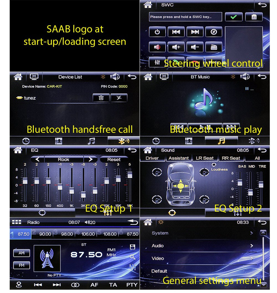 Saab 9-5 95 Car DVD MP3 Player Stereo Radio Head Unit USB Fascia Facia ISO Kit