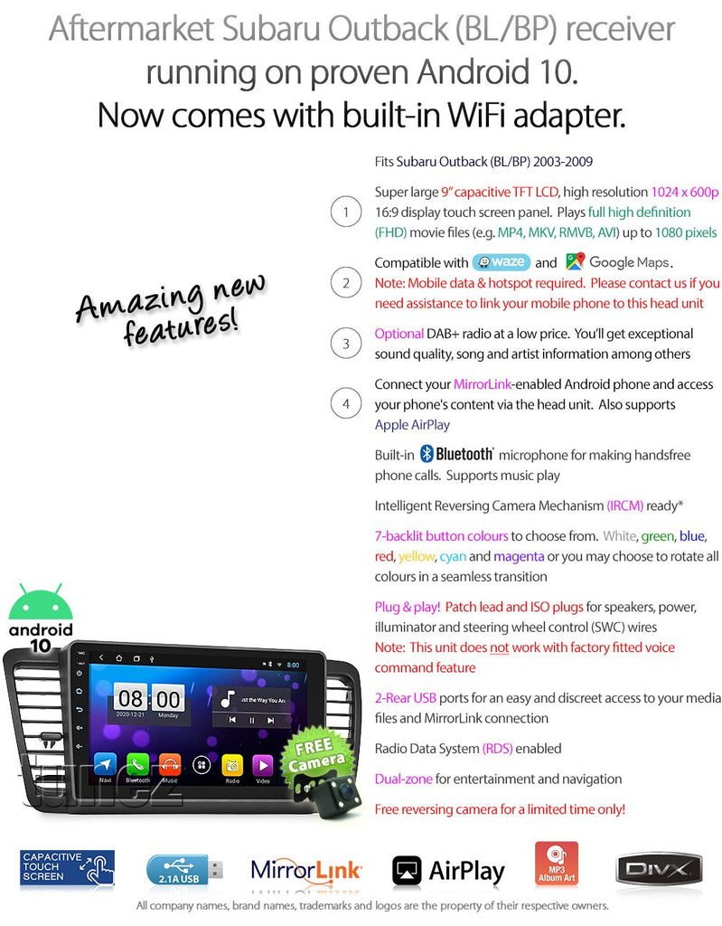 9" Android Car Player MP3 For Subaru Outback BL BP 2003-2009 Stereo Radio Fascia