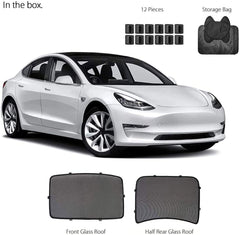 Custom Side Window Sunshades Magnetic Sun Shade Rear Door Side Visor Car for Tesla Model 3 Year 2017-2020 (Rear Half)
