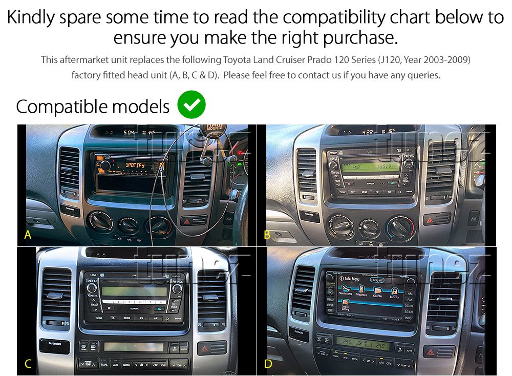 Apple CarPlay Android Auto For Toyota Land Cruiser Prado 120 Series Stereo Radio