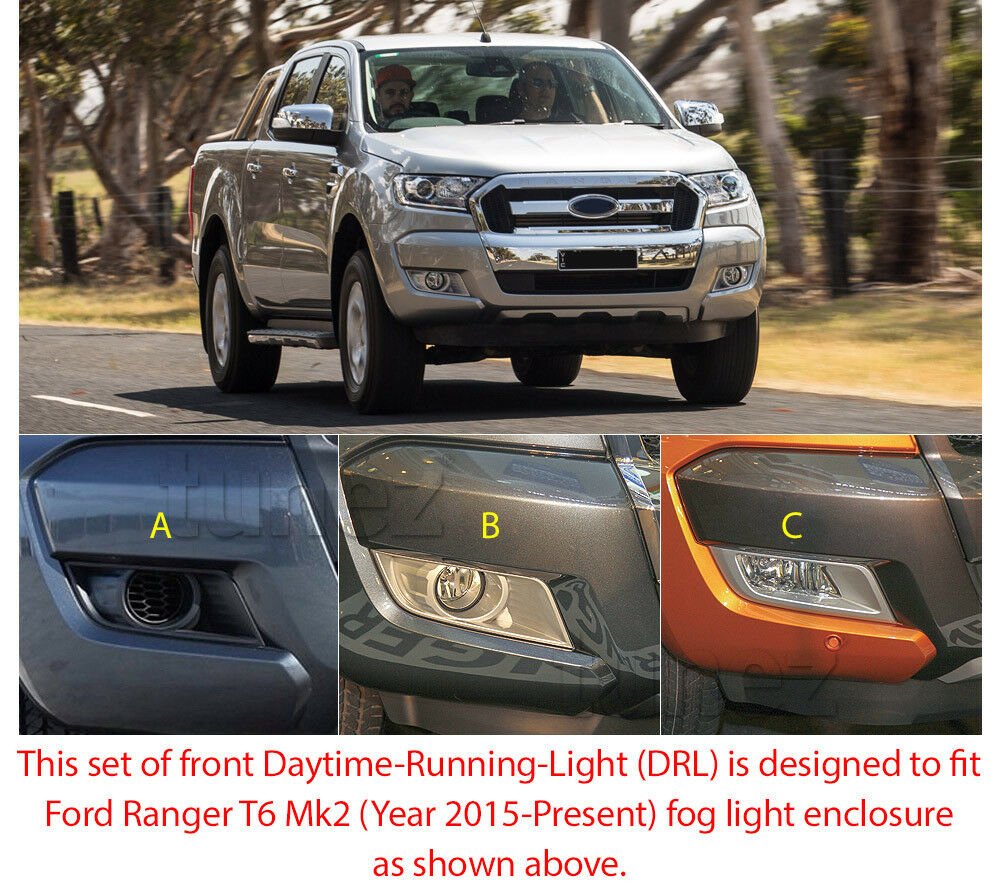 COB Rectangular Ford Ranger MK2 T6 Wildtrak 2015-18 LED DRL Daylight Fog Lamp