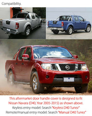 Matt Black Remote Key Door Handle Cover Guard For Nissan Navara D40 2005-2015