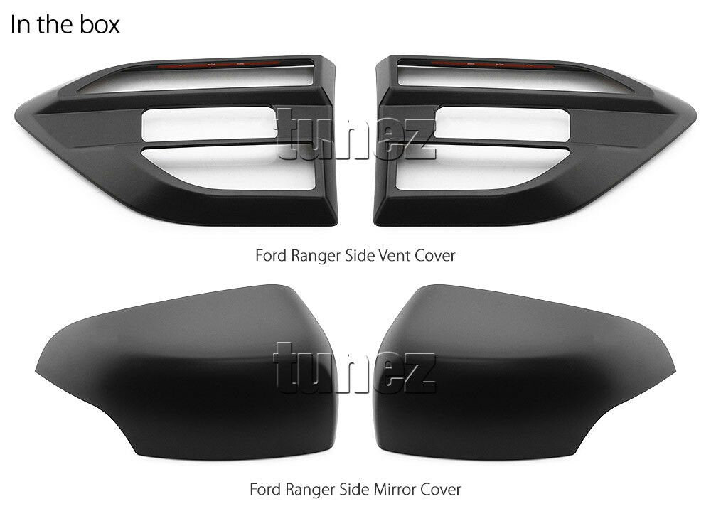 Ford Ranger PX MK2 T6 2015 2016 Matte Matt Black Side Vent Mirror Cover M-Sport