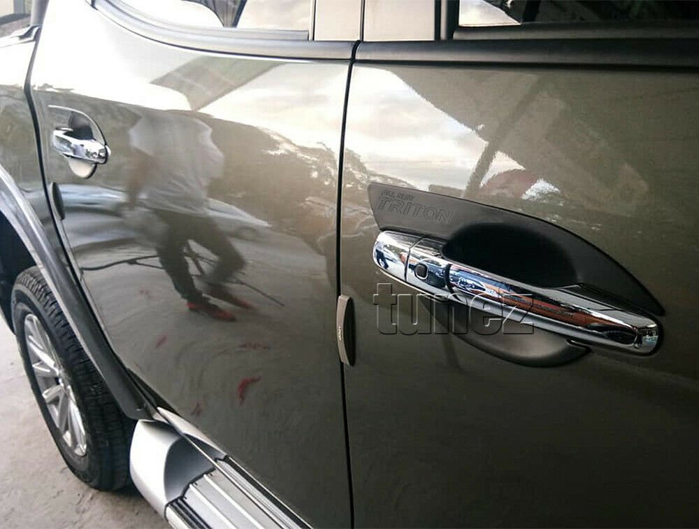 4x Door Handle Cup Guard Cover Matt Black For Mitsubishi Triton MQ MR