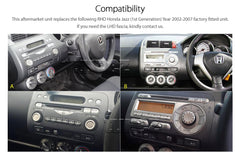 Apple CarPlay Android Auto For Honda Jazz Fit 2002-2007 USB MP3 MP4 Stereo Radio