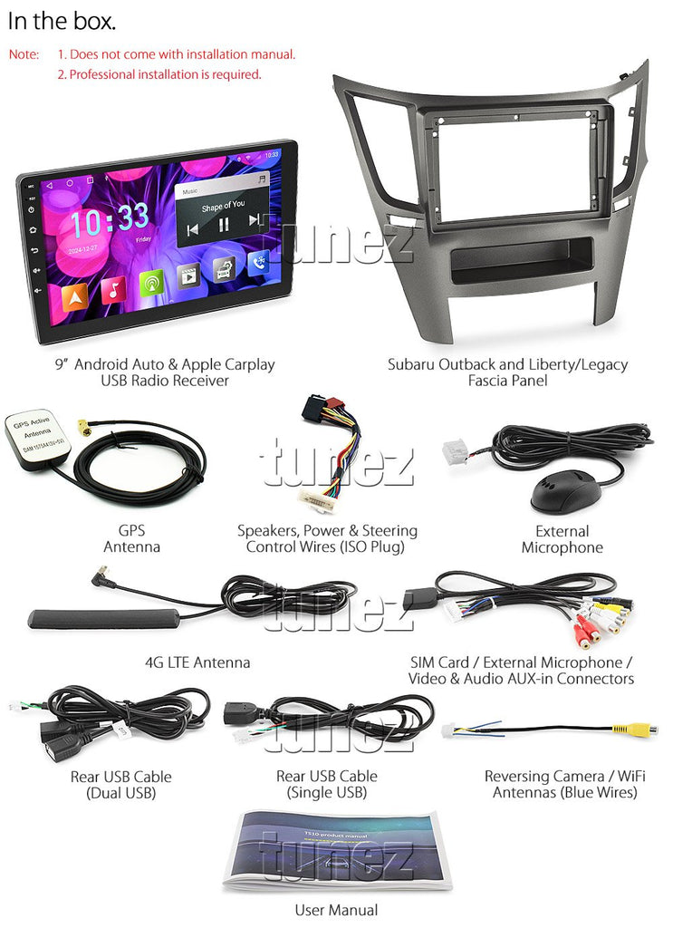 Apple CarPlay Android Auto For Subaru Outback Legacy 2009-2014 Stereo Radio MP3