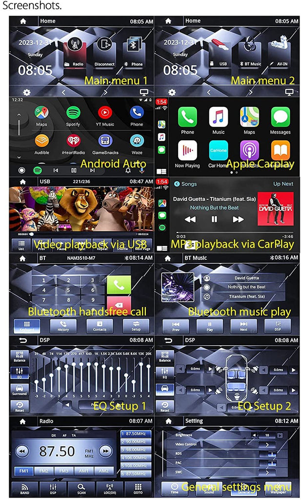 7-inch Nakamichi NAM3510-M7 Licensed Apple CarPlay Android Auto Multimedia Head Unit Radio Stereo Universal Double DIN MP3 MP4 1080p USB SD Card Bluetooth