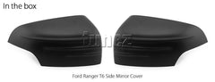 Matte Matt Carbon Black Mirror Cover Ford Ranger Everest PX T6 MK2 MK1 Wildtrak