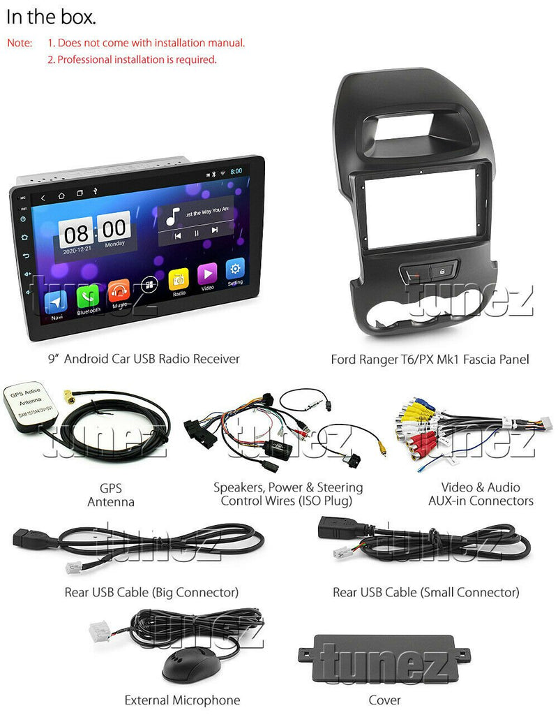 9" Android MP3 Car Player For Ford Ranger PX T6 MK1 2011-2014 Stereo MP4 Radio