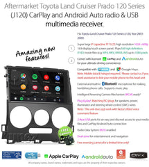 Apple CarPlay Android Auto For Toyota Land Cruiser Prado 120 Series Stereo Radio