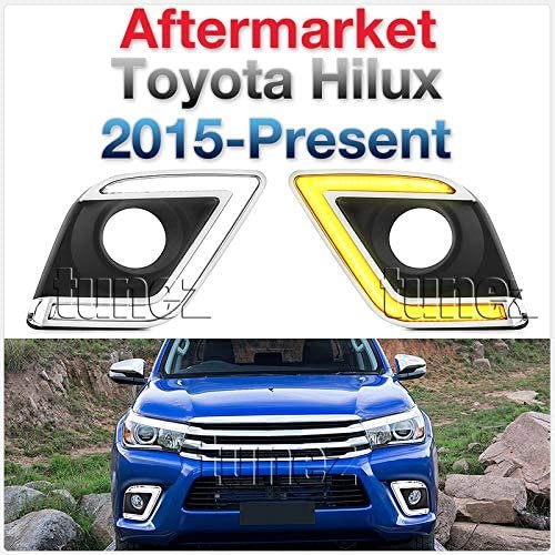 New DRL Daytime Running Light for Toyota Hilux 2015-2018 8th Generation AN120 AN130 LED Fog Lamp Turn Signal LED 2-In-1 SR SR5 Workmate