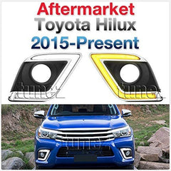 New DRL Daytime Running Light for Toyota Hilux 2015-2018 8th Generation AN120 AN130 LED Fog Lamp Turn Signal LED 2-In-1 SR SR5 Workmate