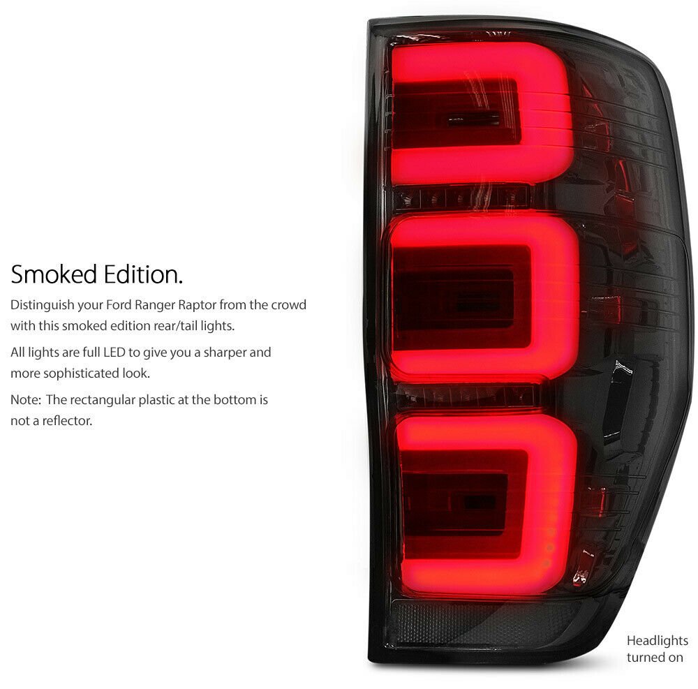 Smoked LED Tail Rear Lamp Lights For Ford Ranger Raptor 2018 2019 2020 ...