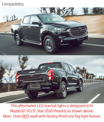 Smoke Animated Startup LED Tail Lights Lamp For Mazda BT-50 BT50 2020 2021 2022