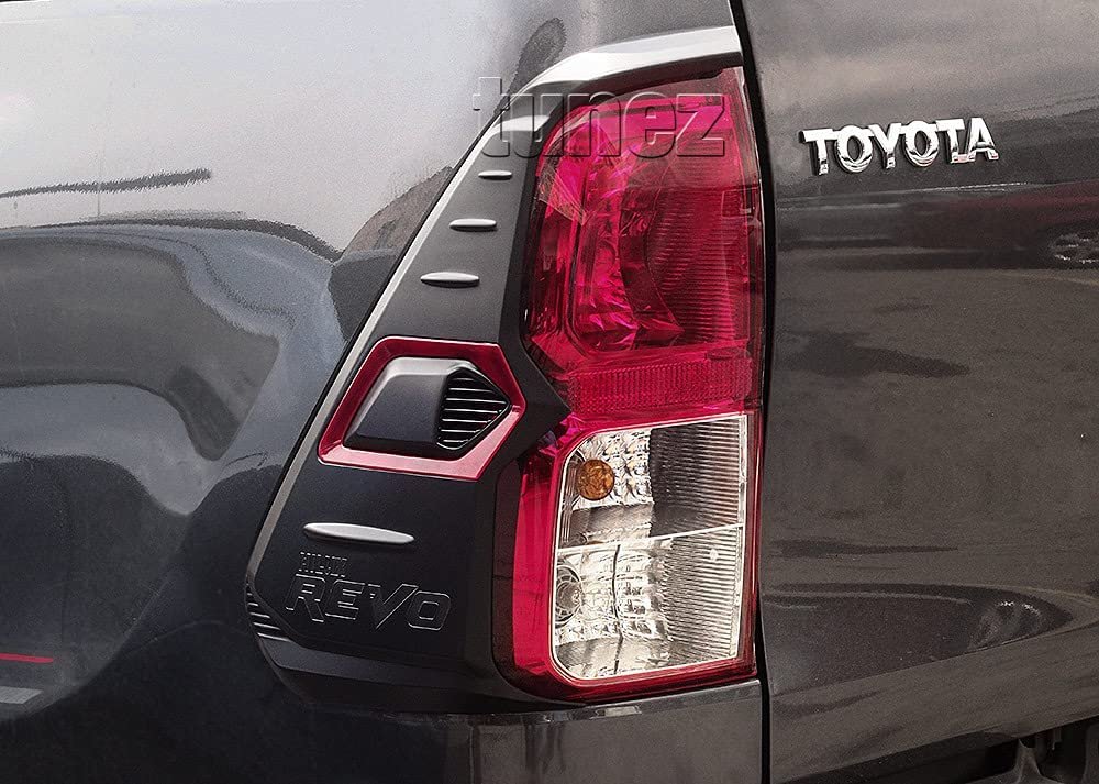 Front Tail Rear Light Lamp Cover Compatible With Toyota Hilux GUN1 2016-2020 TRD Black & Red