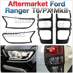 Matte Black Front Tail Rear Light Lamp Cover For Ford Ranger Raptor 2019 2020