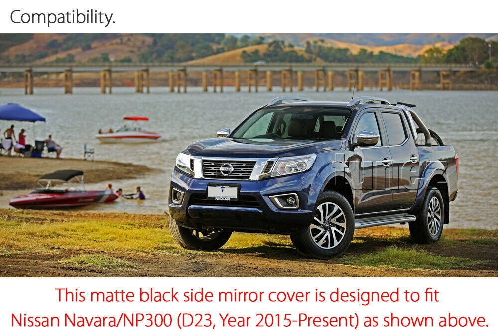 Matte Mat Black Edition Side Mirror Cover For Nissan Navara NP300 D23 STX