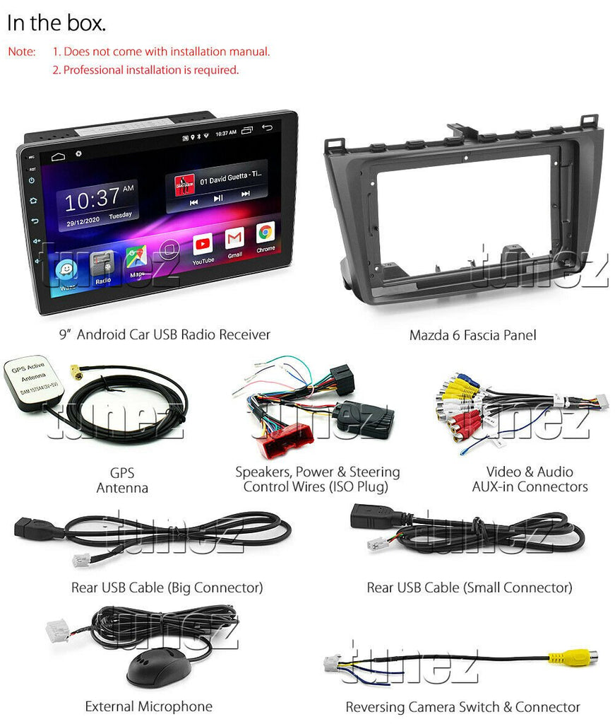 9" Android Car MP3 Player For Mazda 6 GH 2008-2012 Stereo Radio Head Unit Fascia