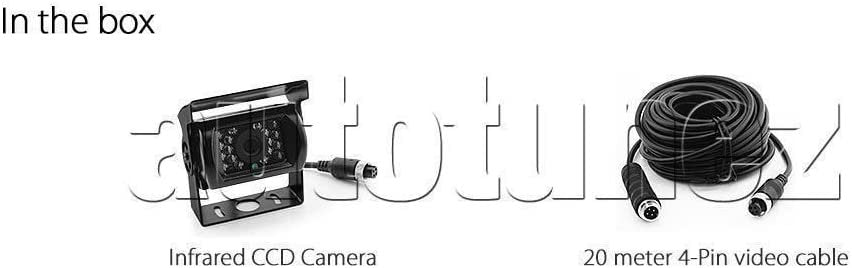 4PIN Heavy Duty 12V 24V CCD IR Colour Reverse Reversing Camera 20 Meter Cable