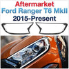 LED Cover Light Matt Black for Ford Ranger PX2 MK2 T6 & Everest UA 2015-2020 Pair COB Chip-On-Board Front Light XL XLT XLS Wildtrak Ambiente Titanium Trend