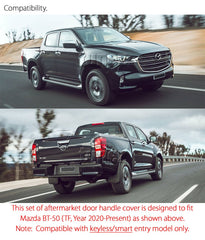 Matte Black Key Door Handle Cover For Mazda BT-50 BT50 TF 2020 2021 2022 XTR