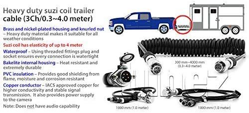 Suzi Cable 3-Channel 4 Meter Suzi Coil Trailer Cable 4PIN Connectors Truck Traile ...