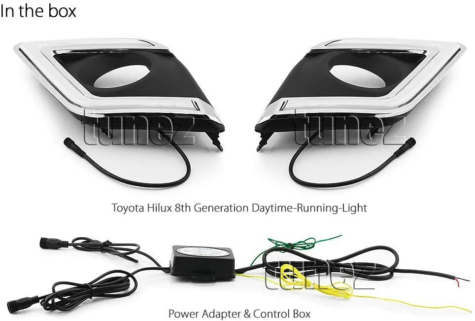 New DRL Daytime Running Light for Toyota Hilux 2015-2018 8th Generation AN120 AN130 LED Fog Lamp Turn Signal LED 2-In-1 SR SR5 Workmate