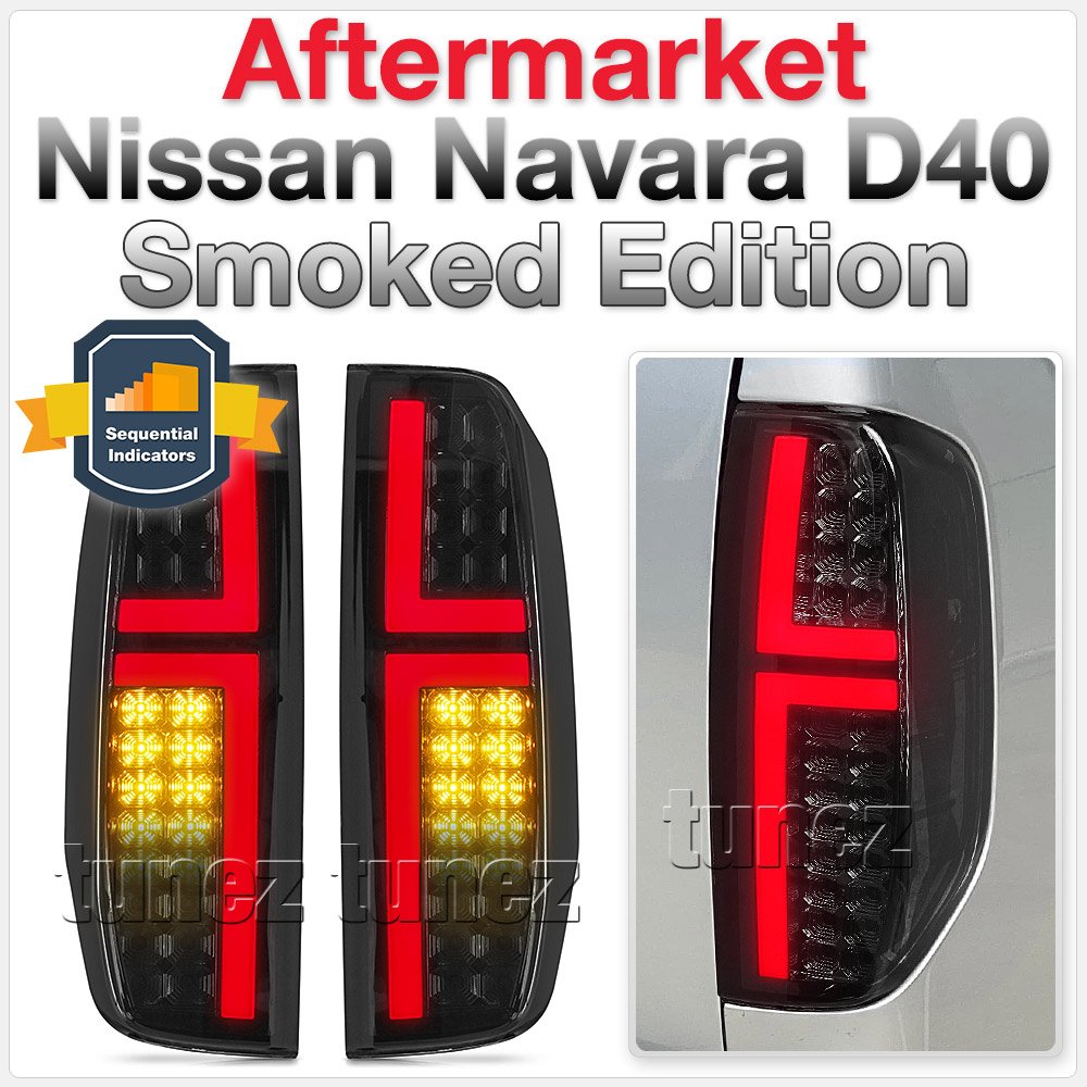 Smoked Black LED Tail Lights Lamp for Nissan Navara D40 2005-2014 ST ST-X RX