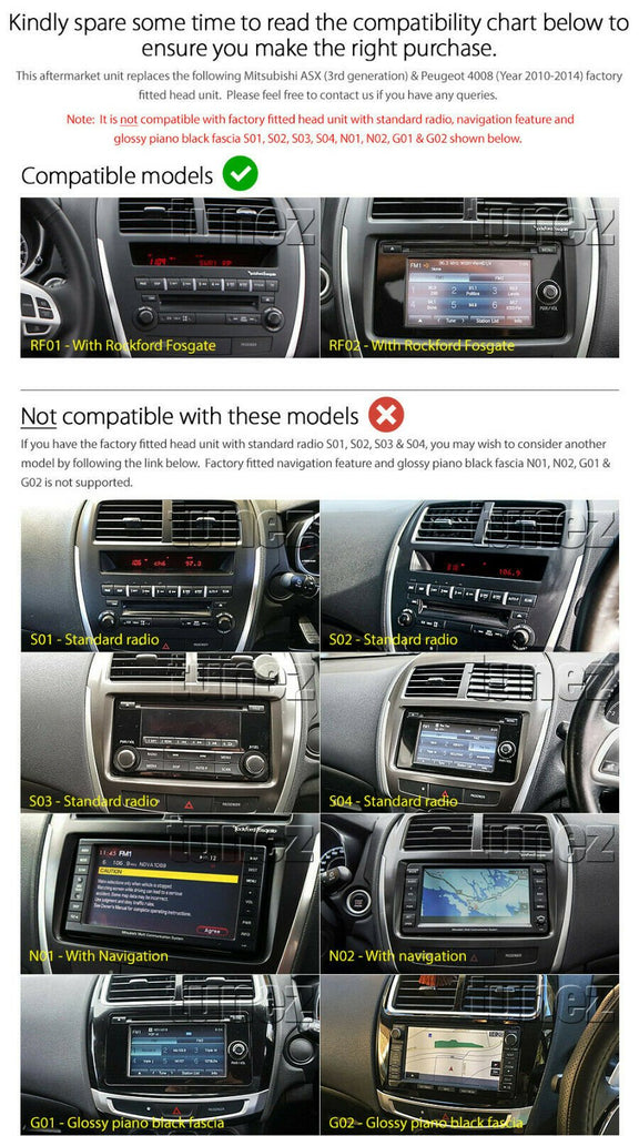 10" Android Car MP3 Player For Mitsubishi ASX 2012 2013 Rockford Radio Fascia