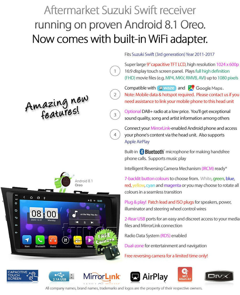 9" Android Car MP3 Player Suzuki Swift 2013 2014 2015 FZ Radio Stereo MP4 GPS
