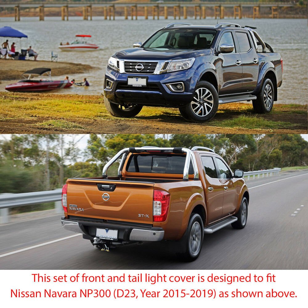 Front Tail Rear Light Lamp Cover Black For Nissan Navara NP300 D23 2015-2019