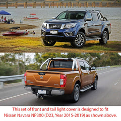 Front Tail Rear Light Lamp Cover Black For Nissan Navara NP300 D23 2015-2019