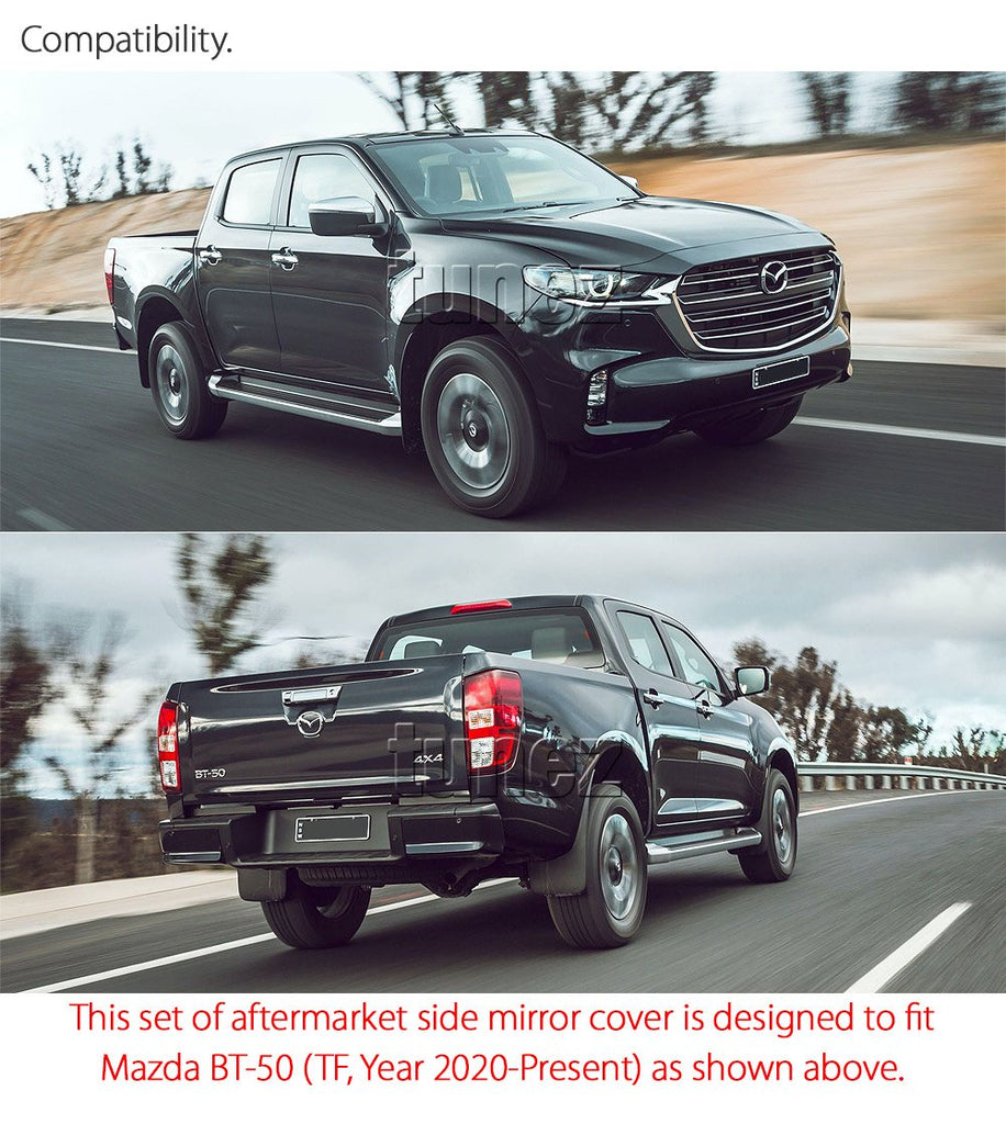 Half Matte Black Side Mirror Cover Guard For Mazda BT-50 BT50 TF 2020 2021 2022
