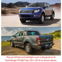 Matte Black Front Tail Rear Light Lamp Cover Ford Ranger T6 Wildtrak 2011-2014