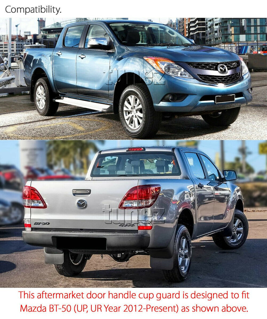 4x Matte Black Door Handle Cup Guard Cover For Mazda BT50 BT-50 UP UR 2012-2019
