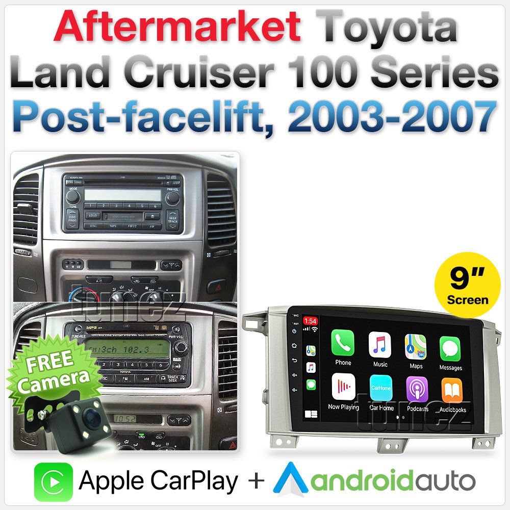 Apple CarPlay Android Auto For Toyota Land Cruiser 100 Series 03-07 Radio Stereo