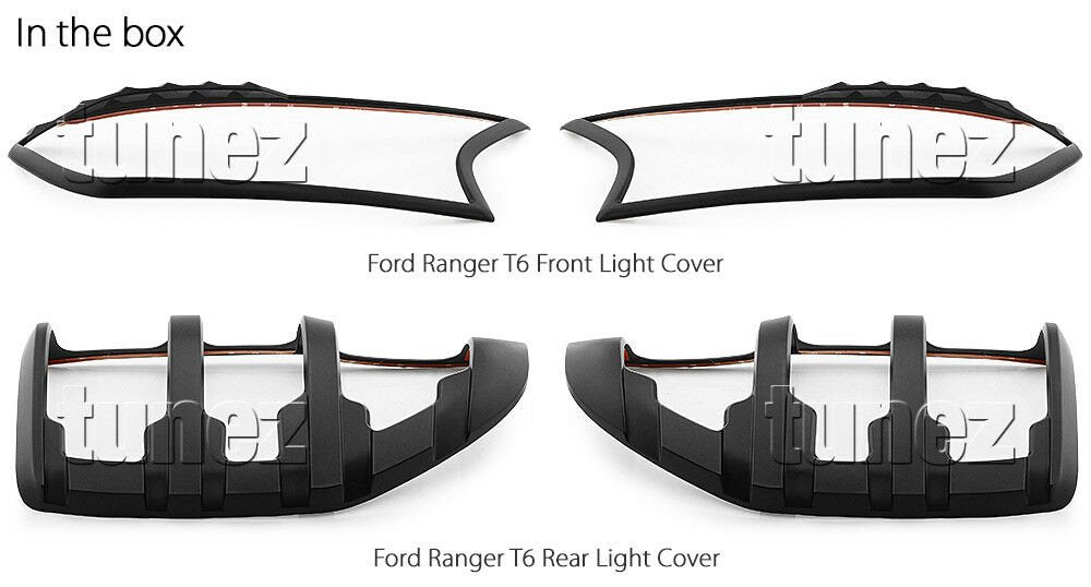 Matte Black Front Tail Rear Light Lamp Cover For Ford Ranger Raptor 2019 2020