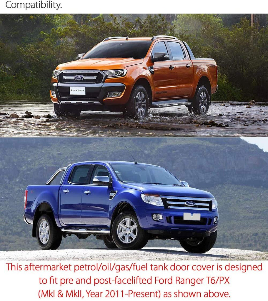 Fuel Petrol Gas Tank Door Cover Compatible With Ranger T6 MK1 MK2 Car Truck Matte Black