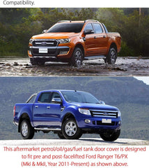 Fuel Petrol Gas Tank Door Cover Compatible With Ranger T6 MK1 MK2 Car Truck Matte Black