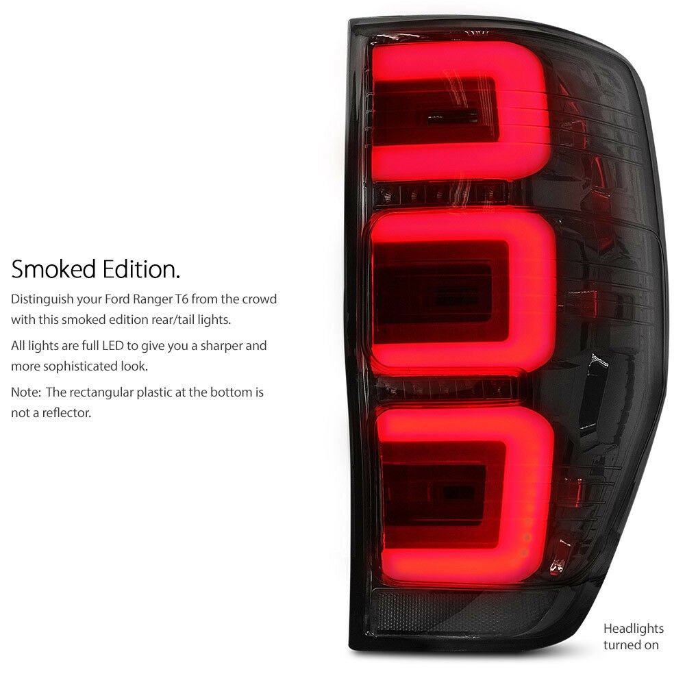 Smoked LED Tail Rear Lamp Light For Ford Ranger PX T6 MK2 XL XLT XLS Wildtrak